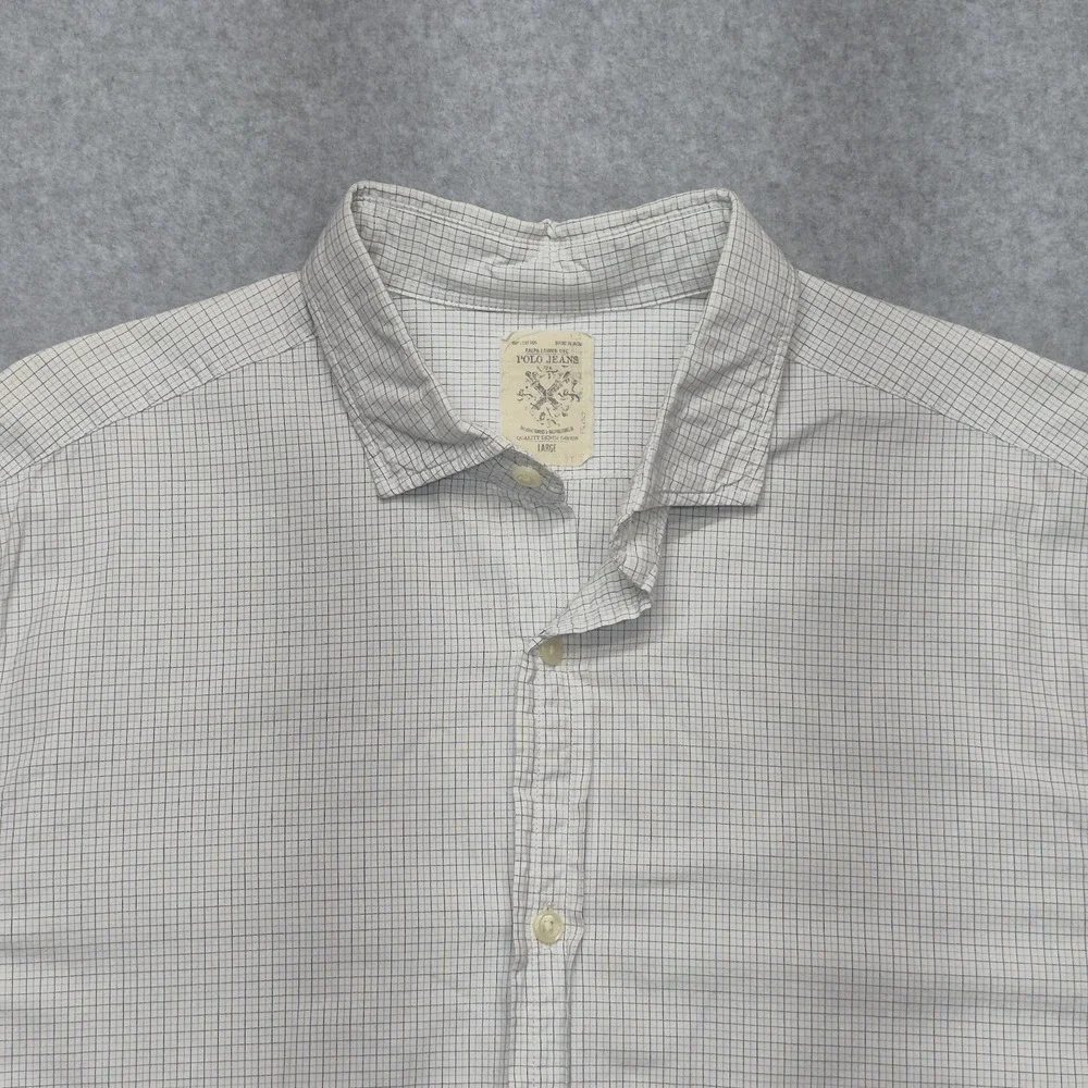 Vintage Polo Jeans Co Shirt Mens L Plaid Button Down Long Sleeve Casual RL-67